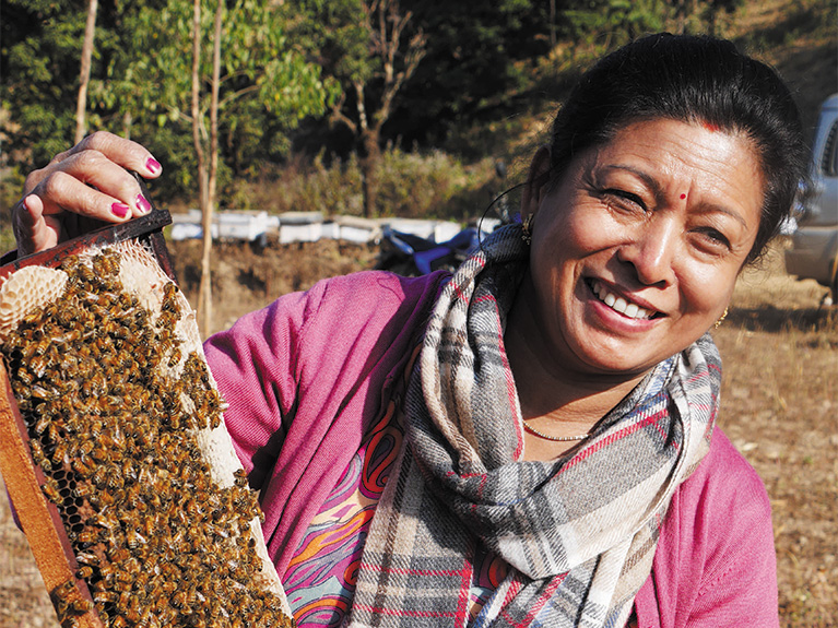 生産者代表のマハラクシュミさん